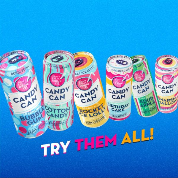 Candy Can Sparkling Drinks Zero Sugar ~ Assorted Flavors