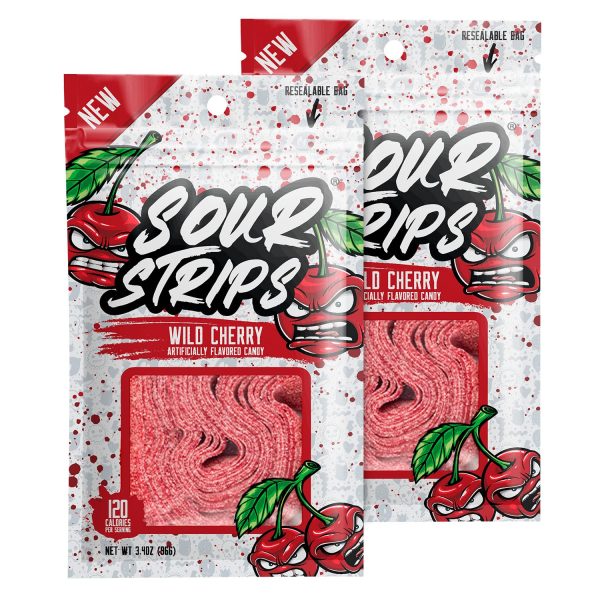 Sour Strips Candy Wild Cherry