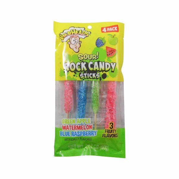 Warheads Sour Rock Candy Sticks: The world's most sour rock candy. 4pcs