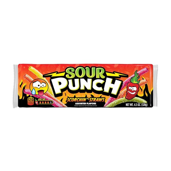 Sour Punch Scorchin ' Straws 4.5oz Tray Single